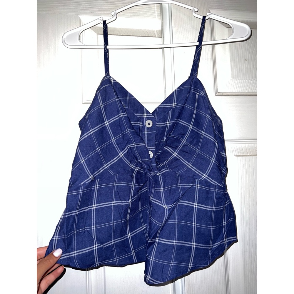Abercrombie & Fitch Dark Blue/ White Plaid Tank Top, Size Small.